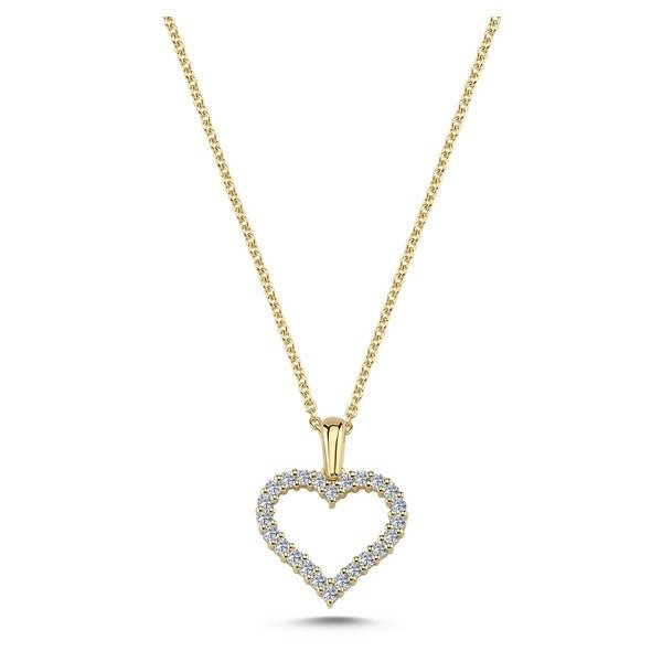 Nuran hjertevedhæng i 14 kt guld med 0,24 ct diamanter og forgyldt sølv venezia kæde 45 cm.